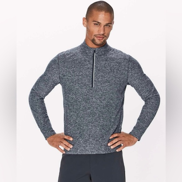 Mens Lululemon Surge Warm 1/2 Zip Size Large Charcoal Heathered Grey - Picture 1 of 11